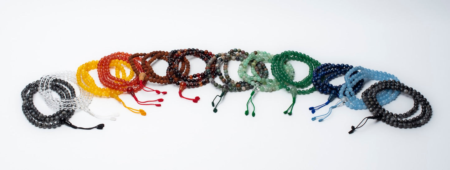 Malas sacrés, bénis par le moine tibétain Tenzin Penpa (12 choix de pierre)