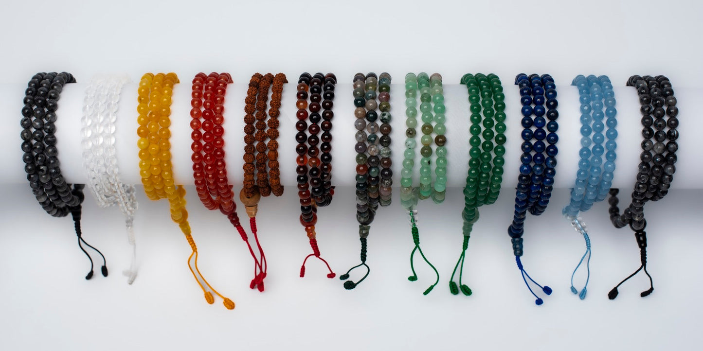 Malas sacrés, bénis par le moine tibétain Tenzin Penpa (12 choix de pierre)