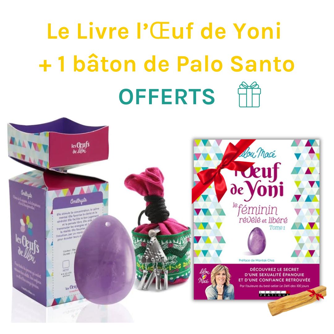 Kit complet Œuf de Yoni Améthyste MOYEN PERCÉ, en quête de spiritualité 🎁Offre spéciale