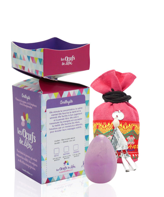 Kit complet Œuf de Yoni Améthyste PETIT NON PERCÉ