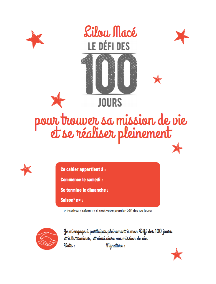 PACK Cahier d'exercices du Défi des 100 jours pour TROUVER SA MISSION DE VIE  + Carnet de notes