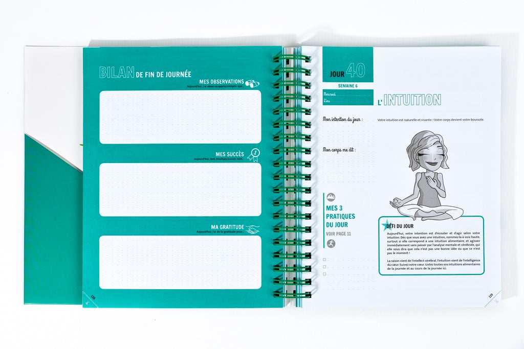 PACK Cahier d'exercices du Défi des 100 jours Alimentation Consciente  + 100 cartes Arc-en-ciel + POCHETTE CADEAU