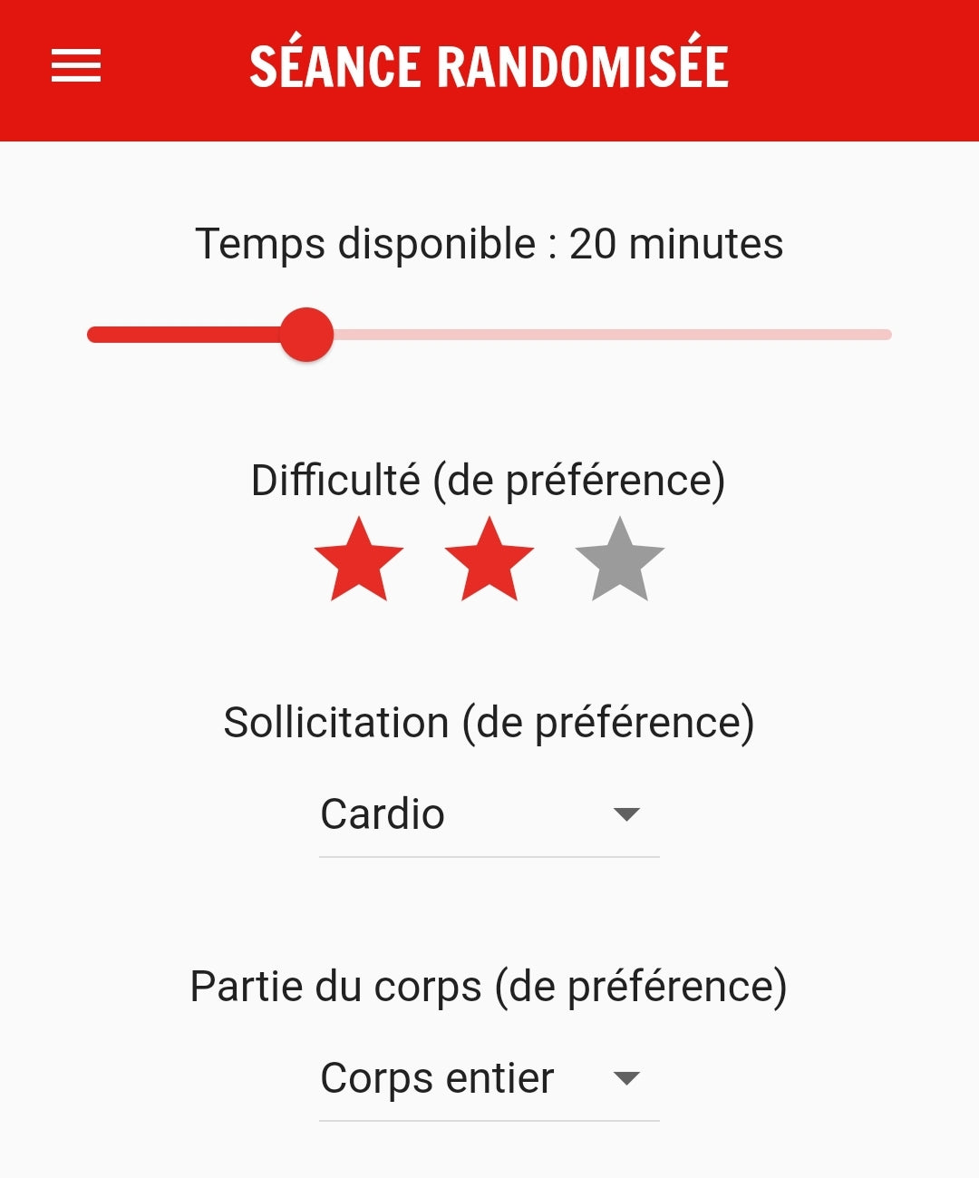 SÉANCES DE SPORT RANDOMISÉES (application) forfait de 100 jours