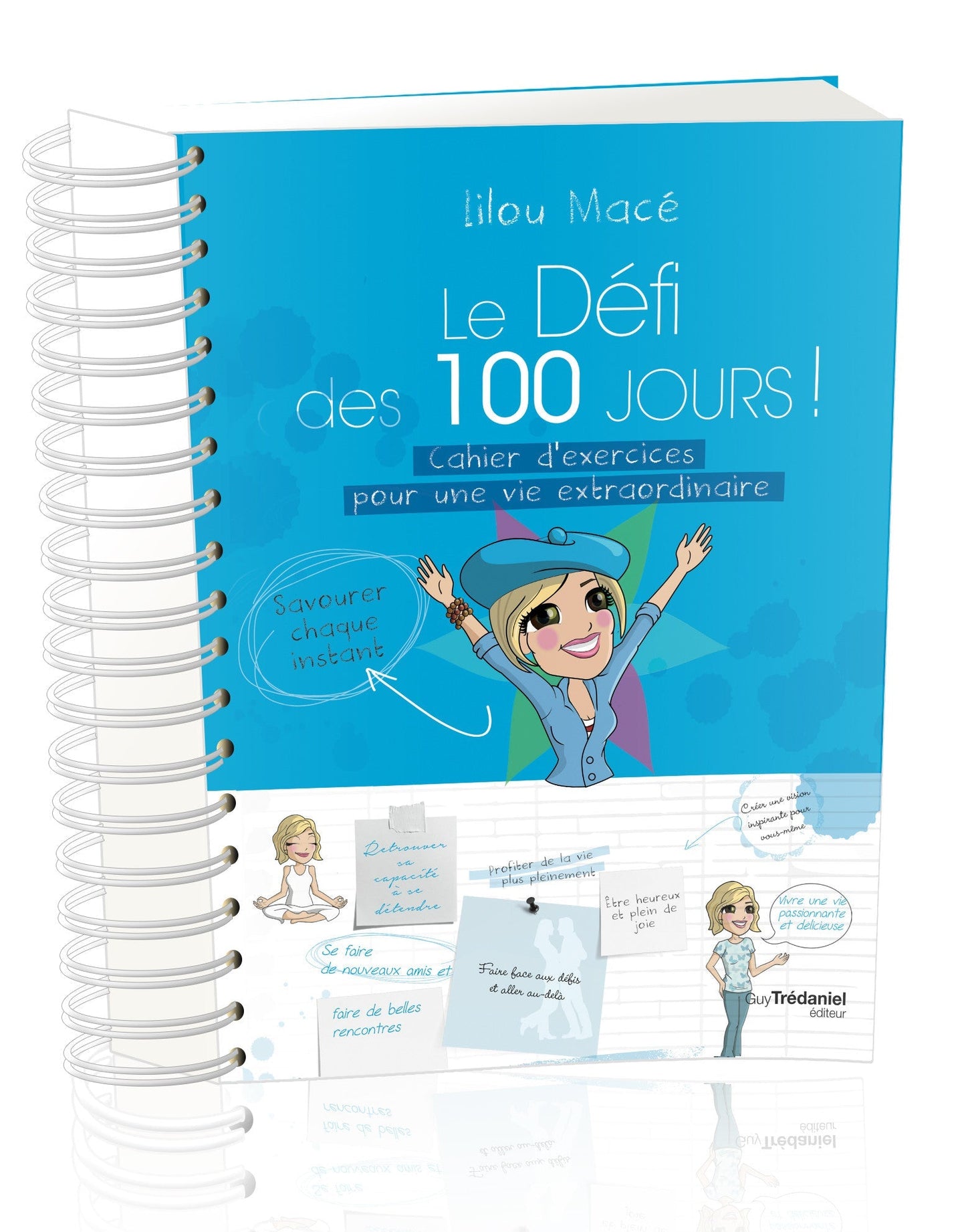 PACK Cahier d'exercices du Défi des 100 jours VIE EXTRAORDINAIRE  + 100 cartes d'INSPIRATION + POCHETTE CADEAU