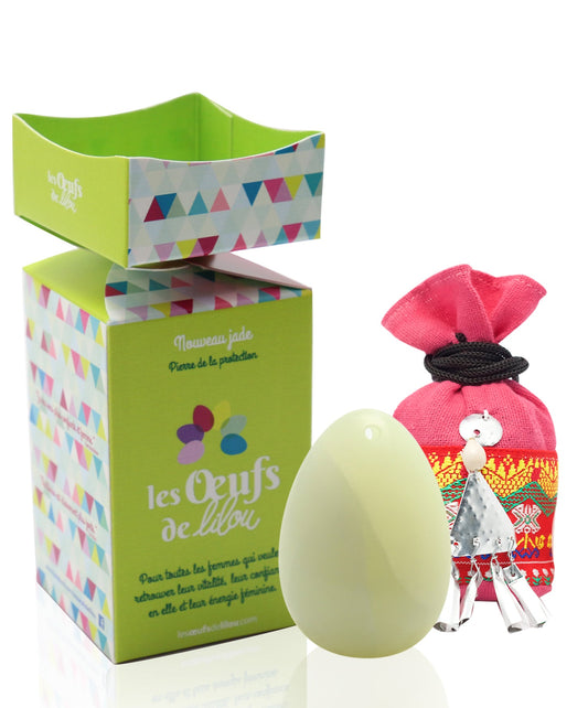 Kit complet Oeuf de Yoni Nouveau jade GRAND NON PERCÉ