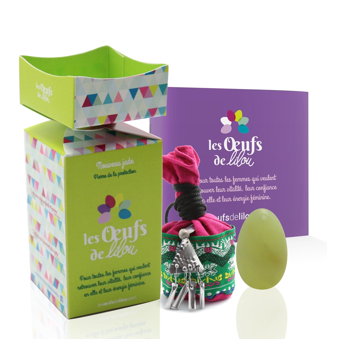 Kit complet Oeuf de Yoni Nouveau jade PETIT NON PERCÉ