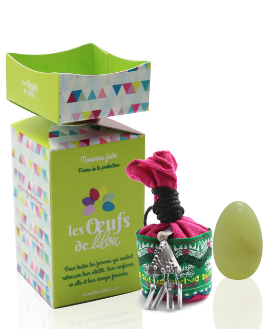 Kit complet Oeuf de Yoni Nouveau jade PETIT NON PERCÉ